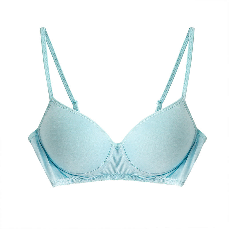 Morandi Color Light Luxury Silk Bra Women's Thin Mulberry Silk No Steel Ring Girls Bra Underwear