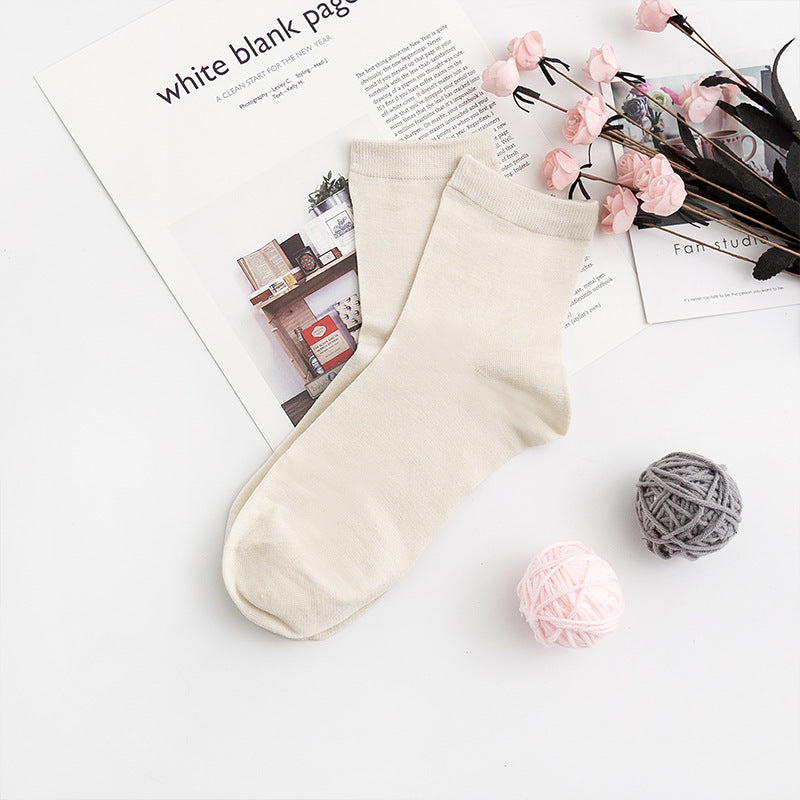 2025 Multi-color Basic Women's Silk Breathable Deodorant Solid Color Short Tube Socks