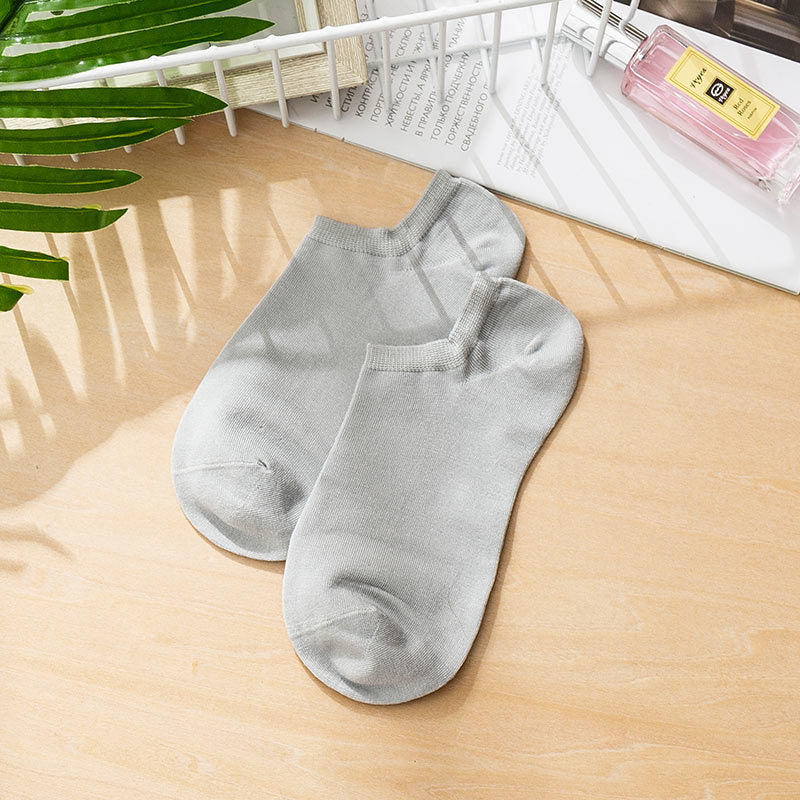 Pure Color Silk Low-cut Breathable Boat Socks Women's Spring Summer Deodorant Sweat-absorbent Thin Tide Socks