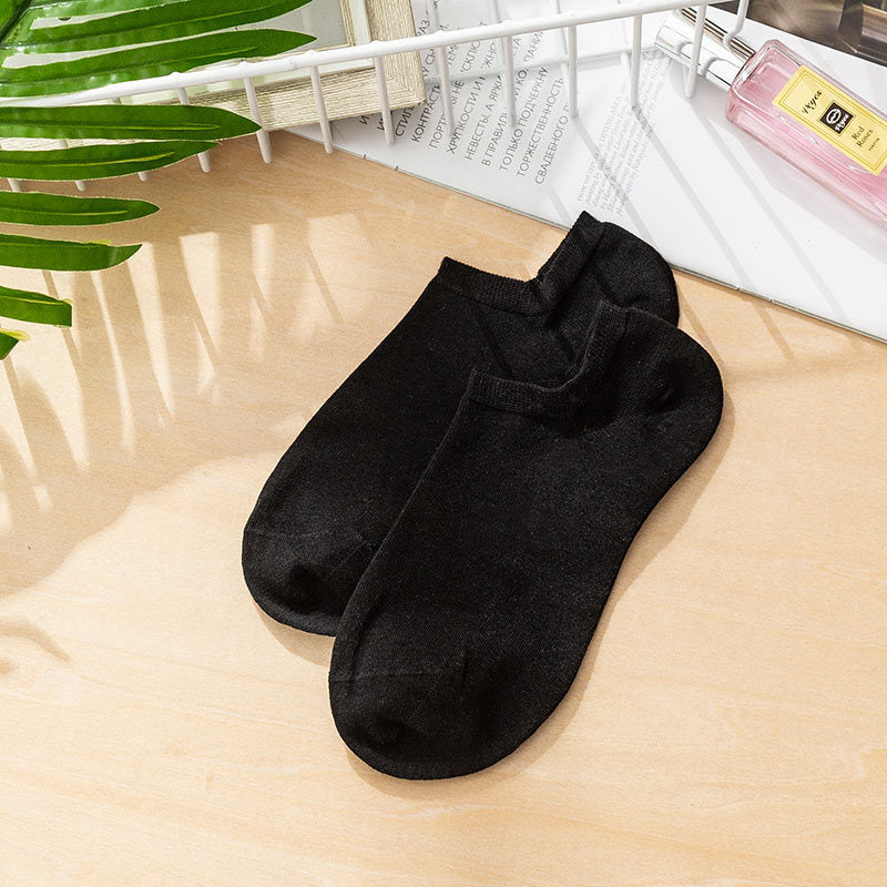 Pure Color Silk Low-cut Breathable Boat Socks Women's Spring Summer Deodorant Sweat-absorbent Thin Tide Socks
