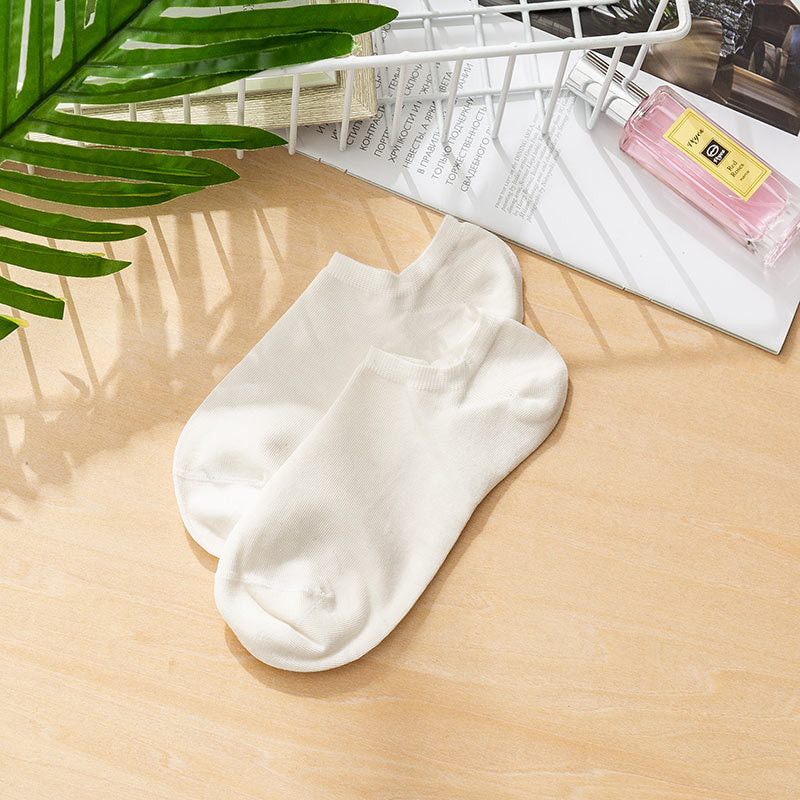 Pure Color Silk Low-cut Breathable Boat Socks Women's Spring Summer Deodorant Sweat-absorbent Thin Tide Socks