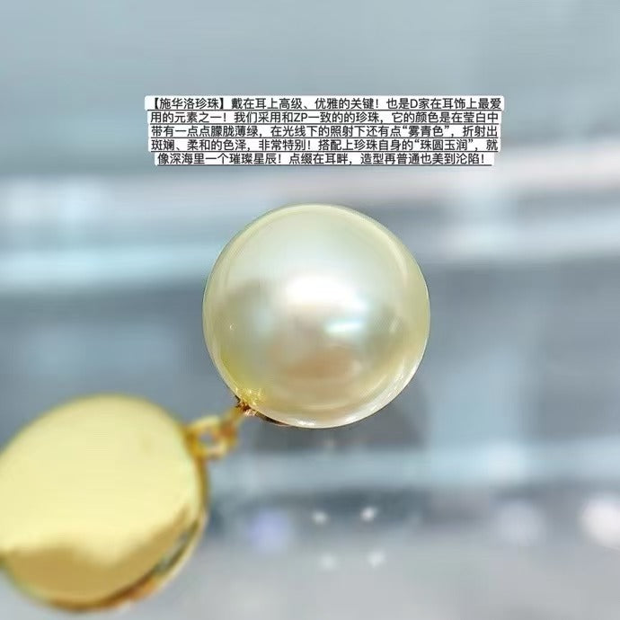 2025 New Pink Fashion Ol Pearl Earrings Women's Cd Letter Bee Color Round Buckle Earrings