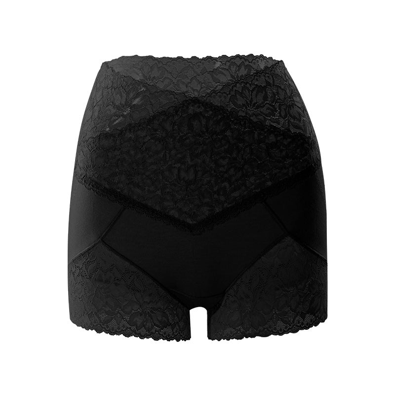 Skin Color Silk Lace High Waist Tummy Control Briefs Pants Women‘s Seamless High Elastic Hip Lifting Body Shaping Underwear Anti-Exposure Safety Underpants