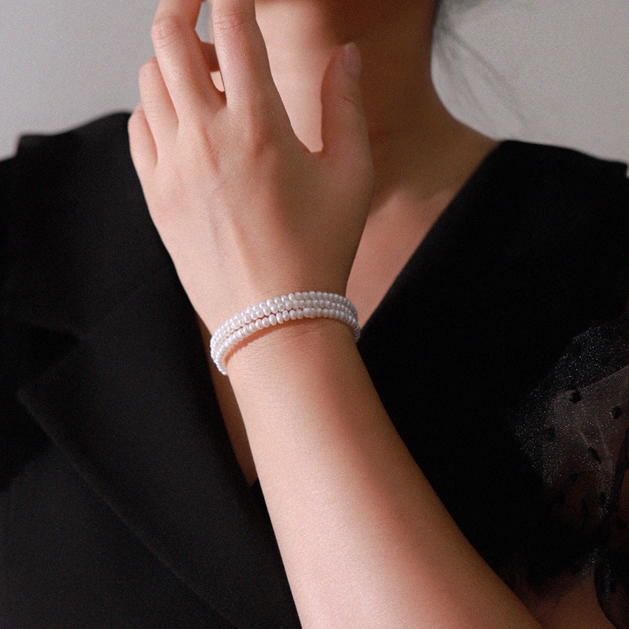 European And American Simple Open Pearl Bracelet Women's Winding Adjustable Fashion Creative Beaded Bracelet