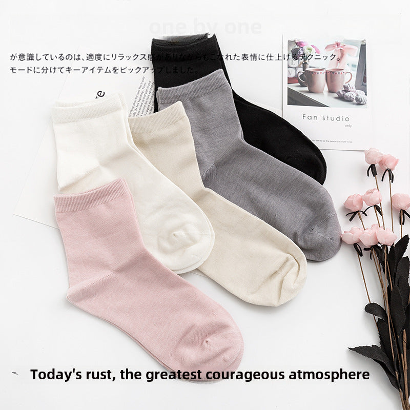 2025 Multi-color Basic Women's Silk Breathable Deodorant Solid Color Short Tube Socks