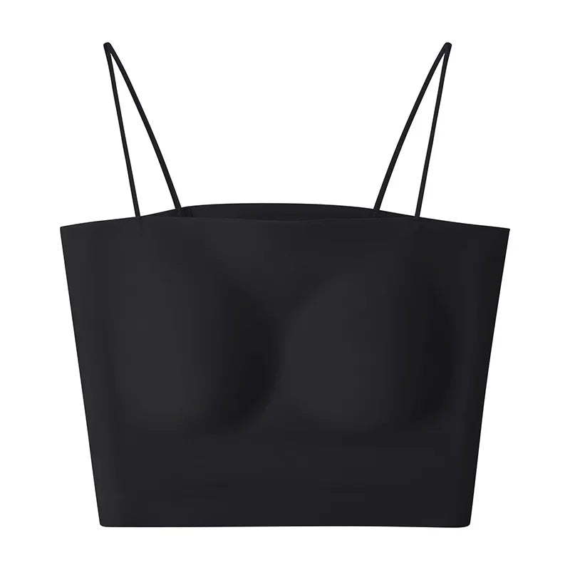 Skin Color Minimalist Style Beautiful Back Underwear Women's Summer Thin Seamless Silk Tube Top Small Camisole Bottoming Vest With Chest Pad