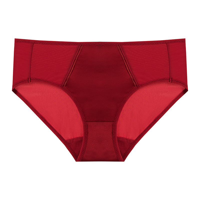 4 Packs Of Solid Color Silk Satin Briefs Women‘s Thin Hip-hugging No-stuck Comfortable Breathable Mid-waist Underpants Briefs