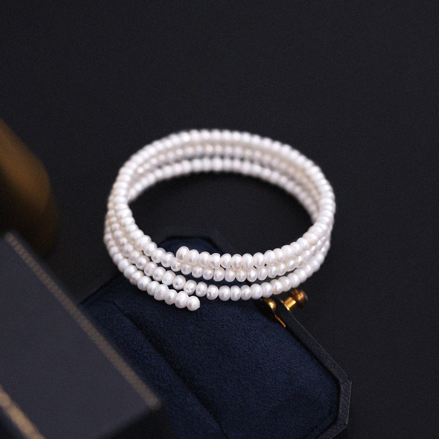 European And American Simple Open Pearl Bracelet Women's Winding Adjustable Fashion Creative Beaded Bracelet
