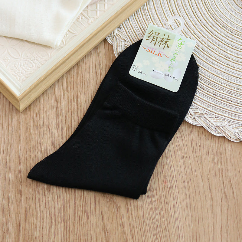 2025 Multi-color Basic Women's Silk Breathable Deodorant Solid Color Short Tube Socks