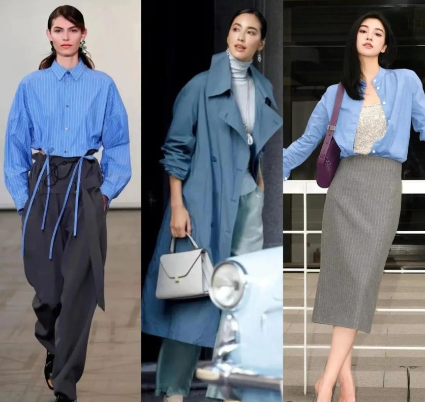 The combination of blue and gray in spring is truly sophisticated