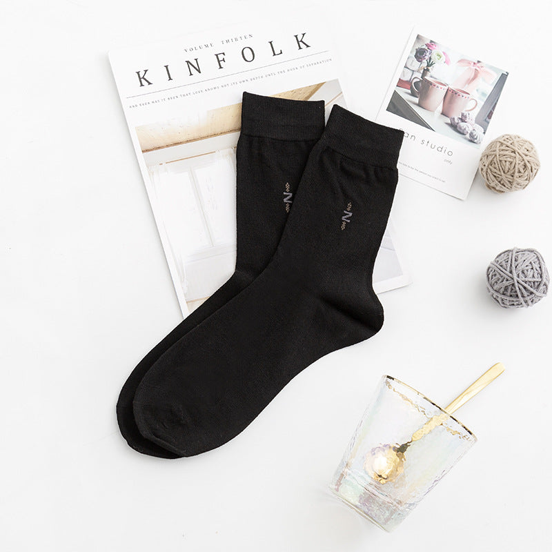 2025 Men's Solid Color Silk Deodorant And Antibacterial Simple Embroidered Short Socks