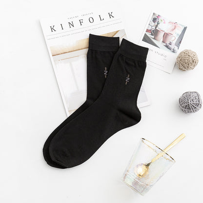 2025 Men's Solid Color Silk Deodorant And Antibacterial Simple Embroidered Short Socks
