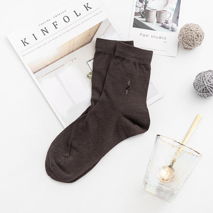 2025 Men's Solid Color Silk Deodorant And Antibacterial Simple Embroidered Short Socks