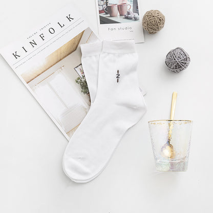 2025 Men's Solid Color Silk Deodorant And Antibacterial Simple Embroidered Short Socks