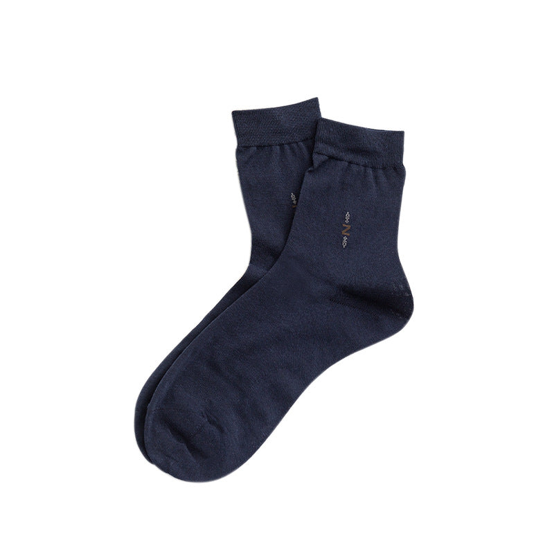 2025 Men's Solid Color Silk Deodorant And Antibacterial Simple Embroidered Short Socks