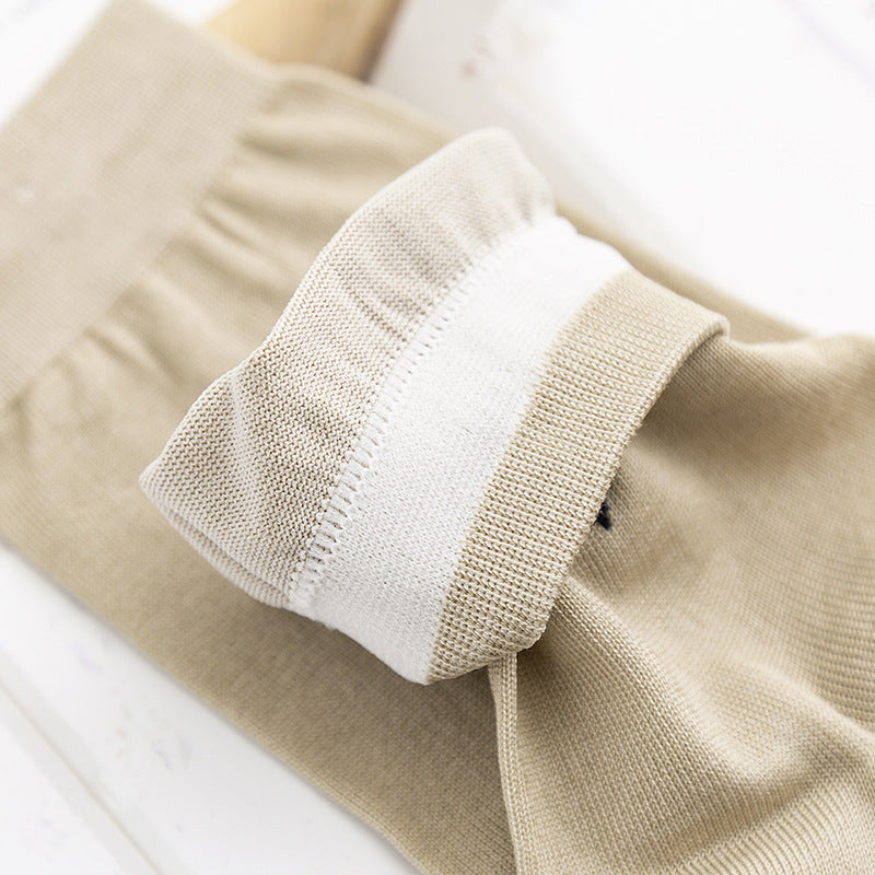 2025 Men's Solid Color Silk Deodorant And Antibacterial Simple Embroidered Short Socks