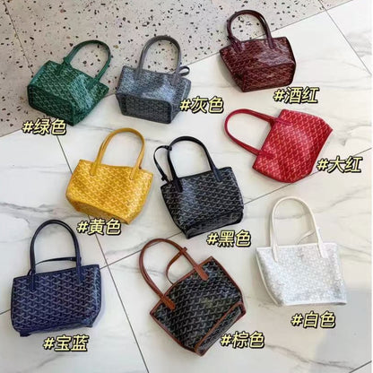 Brown Canvas Old Flowe Leather Retro Shopping Handbag Women's Double-sided Large Capacity Dog Tooth Tote Underarm Bag