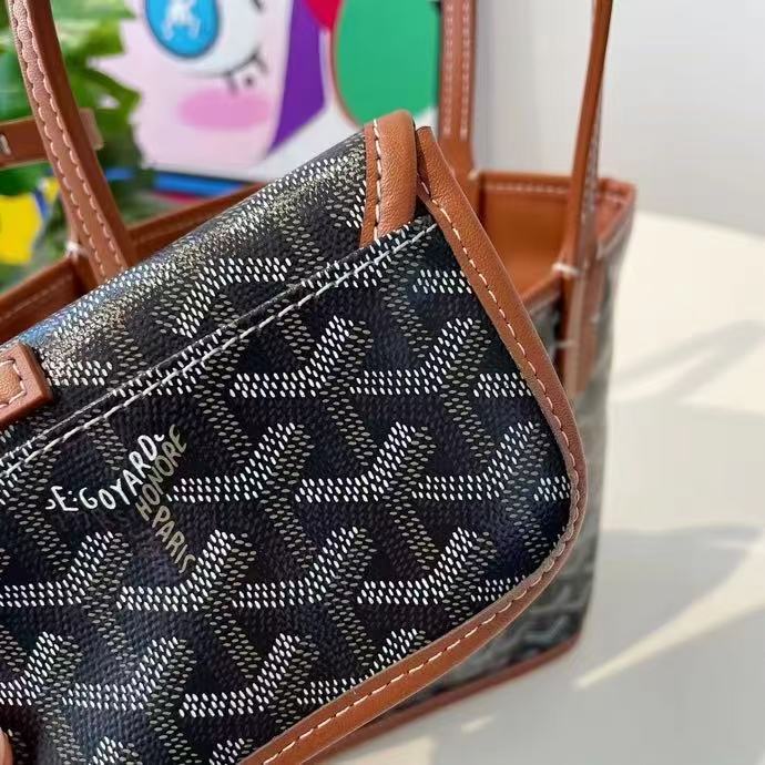 Brown Canvas Old Flowe Leather Retro Shopping Handbag Women's Double-sided Large Capacity Dog Tooth Tote Underarm Bag