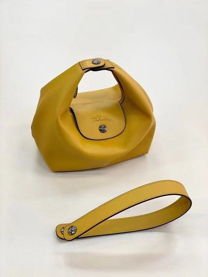 2025 New Black Pink Yellow Grey Four-color Diy Lunch Box Leather Bag Women's Minimalist Commuter Tofu Handbag