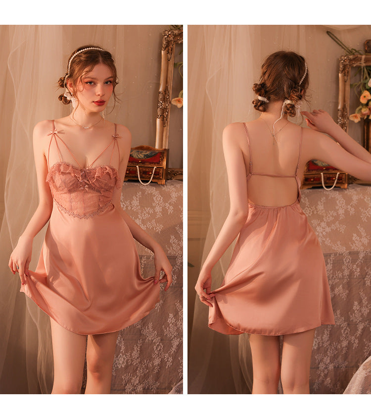 New Light Purple Lace Sexy Nightdress Women‘s Pure Desire Free-to-take-off Small Chest Sexy Lingerie See-through Sexy Lingerie Set