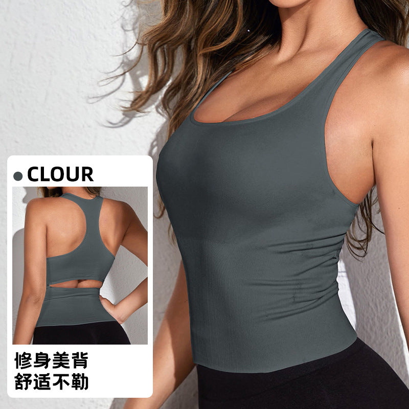 Black Fitness Vest Yoga Wear Sports Sleeveless Outer Wear Sexy Quick-drying Seamless Vest for Women