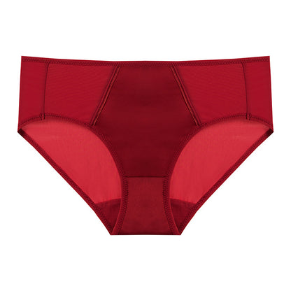 4 Packs Of Solid Color Silk Satin Briefs Women‘s Thin Hip-hugging No-stuck Comfortable Breathable Mid-waist Underpants Briefs