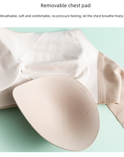 Black Large Size One-piece Seamless Silk No-wire Bra Women‘s Glossy Thin Detachable High Elastic Breathable Underwear