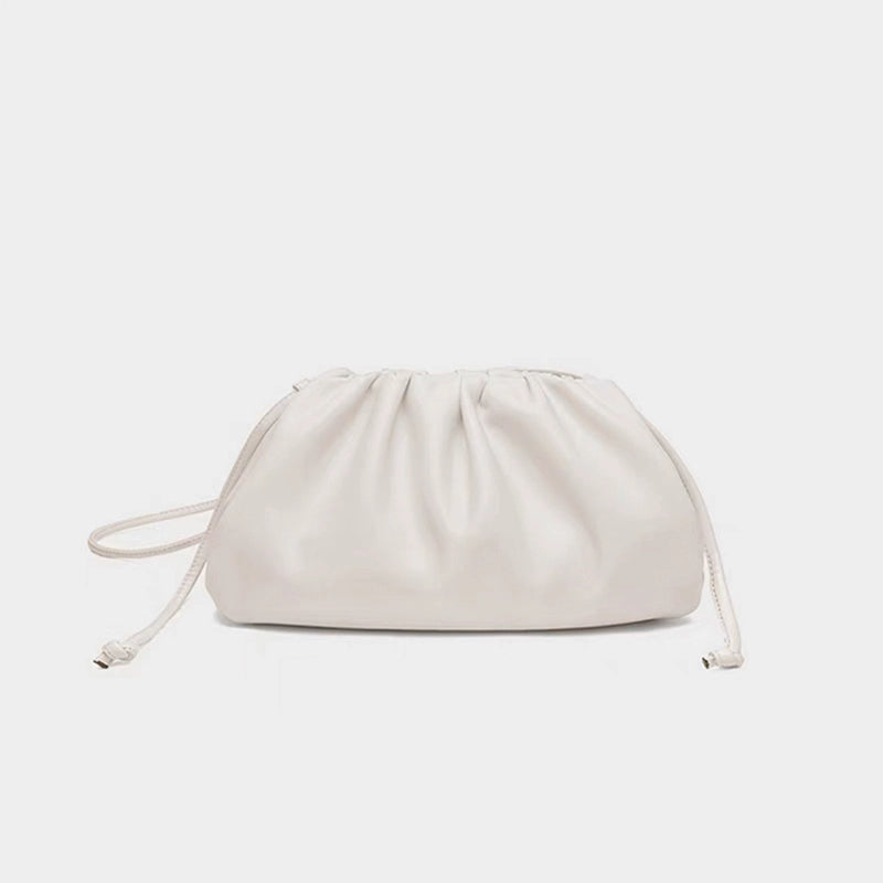 2025 Black French Niche Celebrity Cloud Dumpling Shoulder Bag Women's Pleated High-grade Soft Leather Crossbody Bag