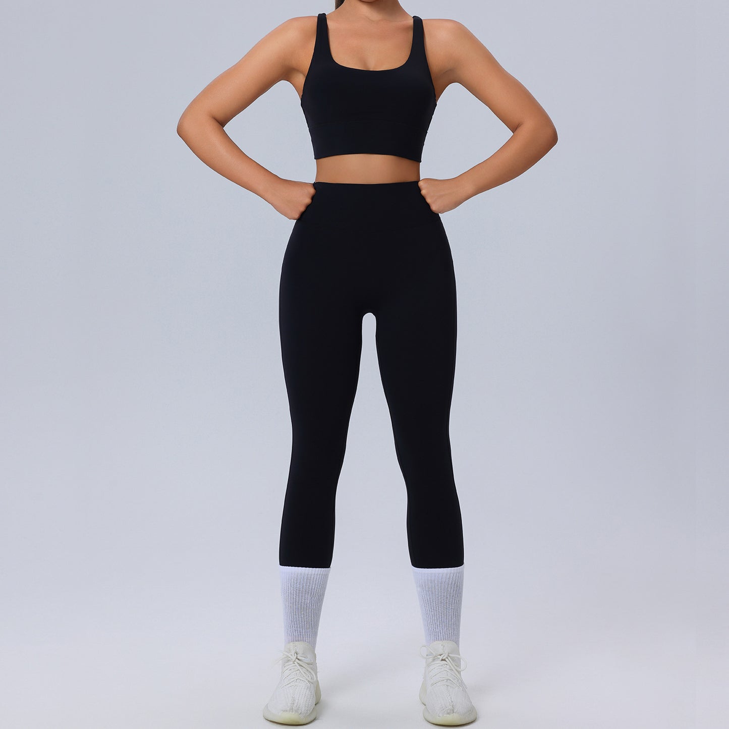 2025 New Black Large Size Yoga Suit  Women's Brushed Nude Tight High Elastic Breathable Fitness Sportswear
