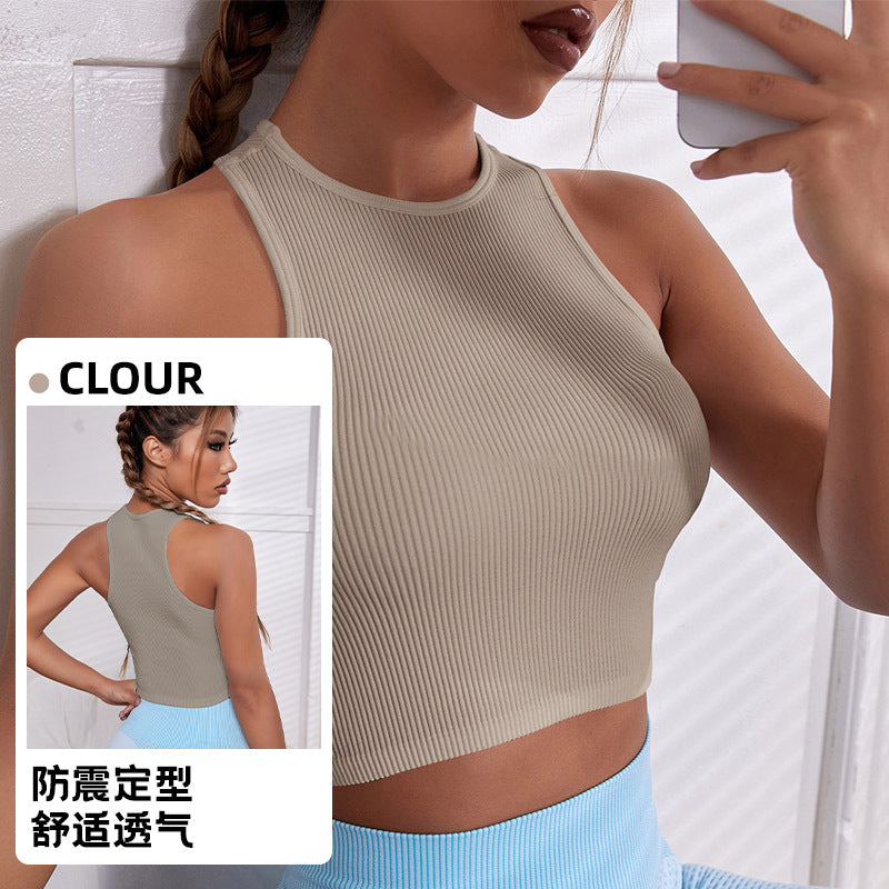 Black Fitness Vest Yoga Wear Sports Sleeveless Outer Wear Sexy Quick-drying Seamless Vest for Women