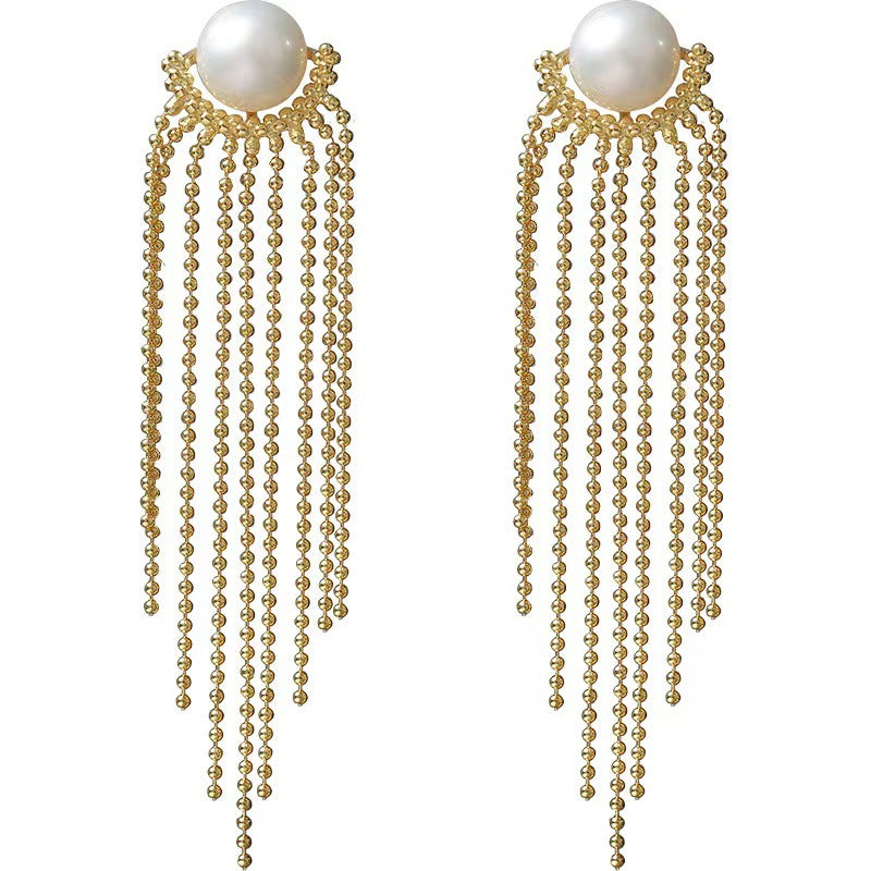 2025 New Style 925 Silver Freshwater Pearl Tassel Earrings Women‘s Water Drop Shape Trendy Celebrity Korean Version Fashion Eardrop