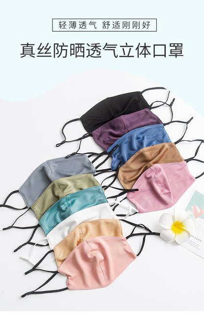 Candy-colored Silk Face Mask for Dust And Sun Protection Men and Women's Fashion Windproof Mulberry Silk Mask Accessories