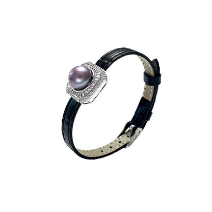 Freshwater Pearl Silver Belt Buckle Design Bracelet Women's Fashion Personality Korean Celebrity Version Hand Jewelry