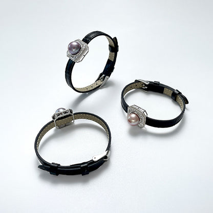 Freshwater Pearl Silver Belt Buckle Design Bracelet Women's Fashion Personality Korean Celebrity Version Hand Jewelry