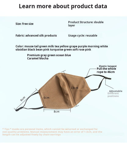 Candy-colored Silk Face Mask for Dust And Sun Protection Men and Women's Fashion Windproof Mulberry Silk Mask Accessories